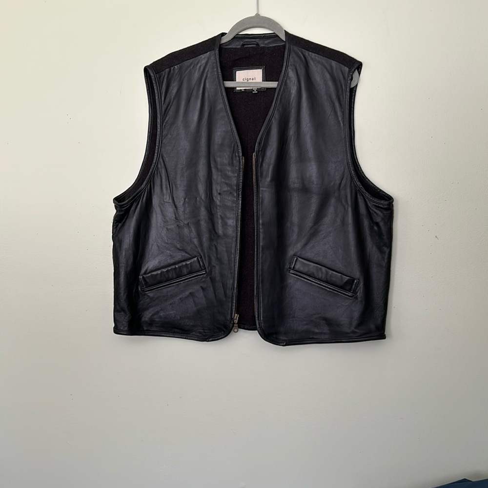 Cignal Leather and Wool Zip up Vest